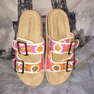 Wild Diva Colorful Buckle Sandals
